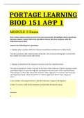 PORTAGE LEARNING BIOD 151 A&P 1 MODULE 3 Exam