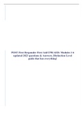 POST First Responder First Aid/CPR/AED: Modules 1-6 updated 2023 questions & Answers, Distinction Level guide that has everything!