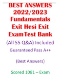 BEST ANSWERS  2022/2023  Fundamentals Exit Hesi Exit  ExamTest Bank (All 55 Q&A) Included Guaranteed Pass A++ (Best Answers)