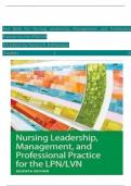 TEST BANK For Nursing Leadership, Management, and Professional Practice for the LPN/LVN, 7th Edition by Tamara R. Dahlkemper, Verified Chapters 1 - 20, Complete Newest Version