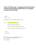 NUR 2115 Final exam- Fundamentals of Professional Nursing (Detail solution and Resources for complete Exam) Latest 2023/2024.