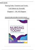 TEST BANK For Nursing Today: Transition and Trends, 11th Edition (Zerwekh),All Chapters 1 to 26  complete Verified editon ISBN:9780323829618