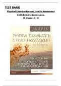 TEST BANK Physical Examination and Health Assessment  4th Canadian Edition by Jarvis, All Chapters 1 to 31 complete Verified editon ISBN: 9780323827416