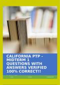 CALIFORNIA PTP - MIDTERM 1 QUESTIONS WITH ANSWERS VERIFIED 100% CORRECT!!