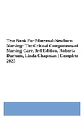 Test Bank For Maternal-Newborn Nursing: The Critical Components of Nursing Care, 3rd Edition, Roberta Durham, Linda Chapman 2023/2024.