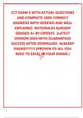 CCT EXAM 3 WITH ACTUAL QUESTIONS AND COMPLETE 100% CORRECT ANSWERS WITH VERIFIED AND WELL EXPLAINED  RATIONALES ALREADY GRADED A+ BY EXPERTS  |LATEST VERSION 2024 WITH GUARANTEED SUCCESS AFTER DOWNLOAD  ALREADY PASSED!!!!!!! (PROVEN ITS ALL YOU NEED TO EX