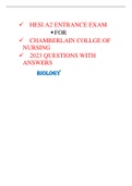 HESI A2 ENTRANCE EXAM   2023 QUESTIONS WITH  ANSWERS  BIOLOGY