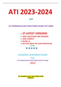 ATI PHARMACOLOGY PROCTORED EXAM TEST BANK / PHARMACOLOGY ATI PROCTORED EXAM TEST BANK / PHARMACOLOGY PROCTORED ATI EXAM TEST BANK:LATEST 2023