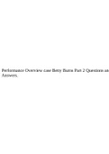 Performance Overview Case Study Betty Burns Part 2 Questions and Answers.