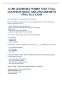 UTAH LEARNER'S PERMIT TEST TRIAL EXAM NEW QUESTIONS AND ANSWERS PRACTICE EXAM