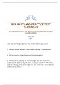 MVA MARYLAND PRACTICE TEST QUESTIONS WITH GUARANTEED ACCURATE ANSWERS |VERIFIED