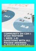 COMMUNITY DH CDH I VCDH MIDTERM ( WEEK 1-6) QUESTIONS WITH ALL PASSED ANSWERS ALREADY GRADED A+