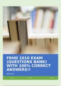 FRHD 1010 EXAM (QUESTIONS BANK) WITH 100% CORRECT ANSWERS!!