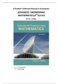 ADVANCED ENGINEERING MATHEMATICS SI EDITION 8TH EDITION BY PETER O NEIL, SOLUTIONS MANUAL TEST BANK 2025-2025.