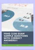 FRHD 3190 EXAM SAMPLE QUESTIONS WITH CORRECT ANSWERS!!