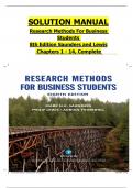 SOLUTION MANUAL Research Methods For Business Students 8th Edition Mark Saunders, Philip Lewis Chapters 1 - 14, Complete ISBN-‎ 9781292208787