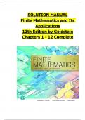 SOLUTION MANUAL for Finite Mathematics & Its Applications 13th Edition by Larry J. Goldstein, all Chapters 1-12, Complete 