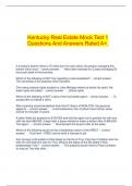   Kentucky Real Estate Mock Test 1 Questions And Answers Rated A+.