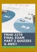 FRHD 2270 FINAL EXAM PART 2 QUIZZES & ANS!!