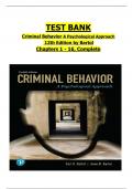 TEST BANK for Criminal Behavior A Psychological Approach 12th Edition by Bartol Chapters 1 to 16, Complete  ISBN -9780135618721