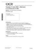 OCR A Level Mathematics B (MEI) H640/02 Pure Mathematics and Statistics JUNE 2022