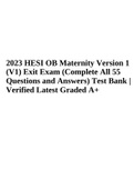 2023 HESI OB Maternity Version 1 (V1) Exit Exam (Complete All 55 Questions and Answers) Test Bank | Verified Latest Graded A+