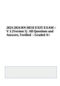 2023-2024 RN HESI EXIT EXAM – V 1 (Version 1) All Questions and Answers, Verified - Graded A+