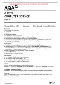 AQA JUNE 2024 A-level COMPUTER SCIENCE Paper 1 MERGED QUESTION PAPER> MARK SCHEME> 100% GUARANTEE