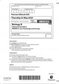  Pearson Edexcel Level 3 GCE Biology A (Salters Nuffield) Advanced Subsidiary PAPER 2: Development, Plants and the Environment question paper 2024 june 8bio/02