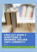 CMIS-427 EXAM 2 QUESTIONS & ANSWERS SOLVED 100% CORRECT!!