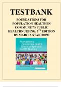 TEST BANK FOUNDATIONS FOR POPULATION HEALTH IN COMMUNITY PUBLIC HEALTH NURSING, 5TH EDITION.