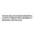 TCOLE RULES EXAM OVERVIEW – LATEST UPDATE 2023 GRADED A+ (Questions with Answers)