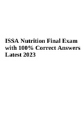 ISSA Nutrition Final Exam with 100% Correct Answers Latest 2023