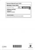  Pearson Edexcel Level 3 GCE History of Art Advanced PAPER 2: Periods question paper 2024 june 9hto/02