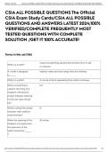 CSIA ALL POSSIBLE QUESTIONS The Official CSIA Exam Study Cards/CSIA ALL POSSIBLE QUESTIONS AND ANSWERS LATEST 2024;100% VERIFIED/COMPLETE FREQUENTLY MOST TESTED QUESTIONS WITH COMPLETE SOLUTION /GET IT 100% ACCURATE!