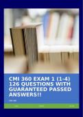 CMI 360 EXAM 1 (1-4) 126 QUESTIONS WITH GUARANTEED PASSED ANSWERS!!