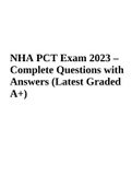 NHA PCT Exam 2023 | Complete Questions with Answers, Latest Rated A+)