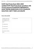 NATE Heat Pump Exam 2024-2025 update/NATE Heat Pump Exam questions with correct answers/COMPLETE FREQUENTLY MOST TESTED QUESTIONS WITH COMPLETE SOLUTION /GET IT 100% ACCURATE!