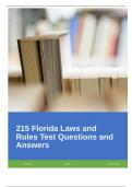 215 Florida Laws and Rules Test Questions and Answers.