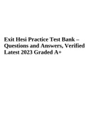 Hesi Exit Practice Test Bank – Questions and Answers, Verified Latest 2023 Graded A+