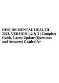 HESI RN MENTAL HEALTH 2023, VERSION 1,2 and 3 | Complete Guide, Latest Update (Questions and Answers) Graded 100%.