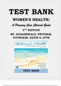 Test Bank for Women's Health: A Primary Care Clinical Guide 5th Edition By: Schadewald, Pritham, Youngkin, Davis and Juve ISBN 9780135659663 Chapter 1-26 | Complete Guide A+