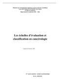 Les échelles d’évaluation et classification en cancérologie