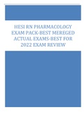 HESI RN PHARMACOLOGY EXAM PACK-BEST MEREGED  ACTUAL EXAMS-BEST FOR  2022 EXAM REVIEW