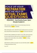 PEDIATRICS - Hesi Practice Exam/ Q&A/ Already Graded A+. 