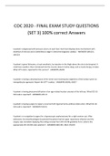 COC 2020 - FINAL EXAM STUDY QUESTIONS (SET 3) 100% correct Answers