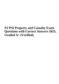 NJ Property and Casualty Exam | Questions with Correct Answers 2023 | Rated A+ 