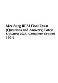 Med Surg HESI Final Exam | Questions and Answers | Latest Updated 2023 | Complete Graded 100%