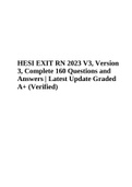 RN HESI EXIT 2023 V3 (Version 3) Test Bank | 160 Questions and Answers | Verified Graded A+ 