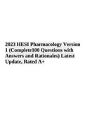 2023 Pharmacology HESI Version 1 (Questions with Answers and Rationales) Latest Update, Rated A+